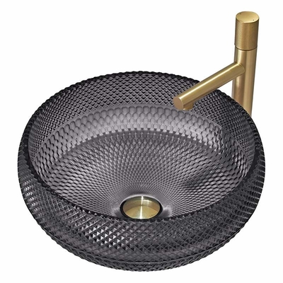 Encimera italiana del color del negro de Crystal Glass Vessel Basins Transparent del diseño