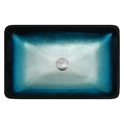 Sólido rectangular moderado azul de la sobremesa del bol de vidrio de los lavabos del baño de la pendiente