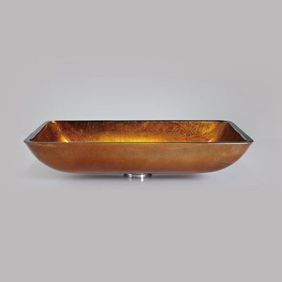 Los lavabos montados encimera del cuarto de baño del oro alisan hecho a mano interior y exterior