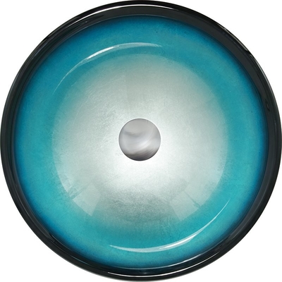 Limpio fácil moderada cuarto de baño del fregadero del cuenco redondo azul negro de cristal del lavabo