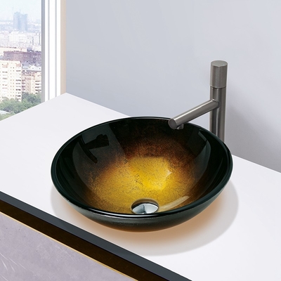 Cuenco de cristal moderado cuarto de baño del lavabo de la ronda de Brown de la pendiente del fregadero del buque