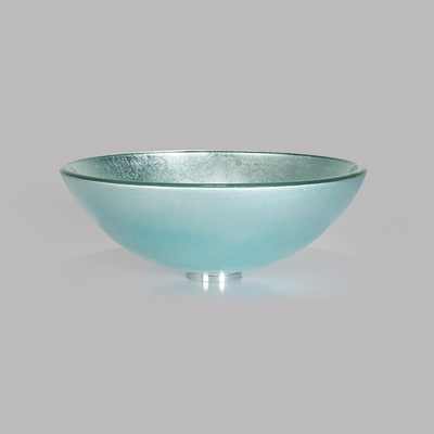 Lavabo de cristal moderado de plata redondo de la encimera del cuarto de baño del fregadero