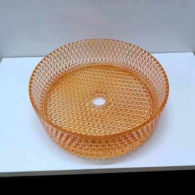 Lavabo anaranjado de la sobremesa del color de Diamond Shape Crystal Vessel Sink