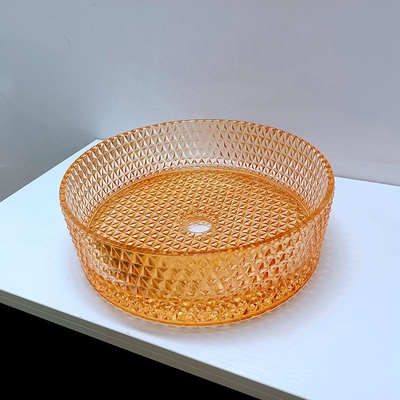 Lavabo anaranjado de la sobremesa del color de Diamond Shape Crystal Vessel Sink