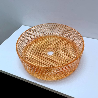 Lavabo anaranjado de la sobremesa del color de Diamond Shape Crystal Vessel Sink