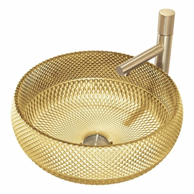 la encimera de cristal del color oro del lavabo 18K del agujero de dren de 45m m se hunde para el restaurante