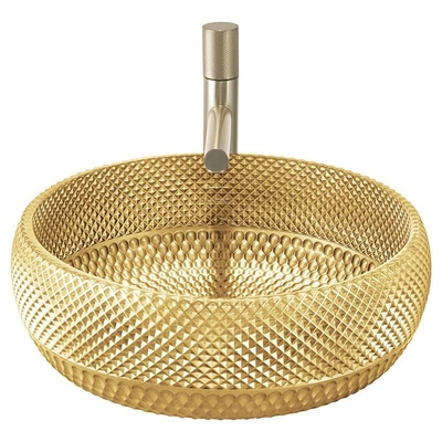 la encimera de cristal del color oro del lavabo 18K del agujero de dren de 45m m se hunde para el restaurante
