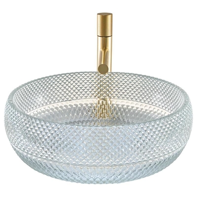 grueso Crystal Clear Glass Vessel Basins de 12m m para la oficina Art Deco Round Shape