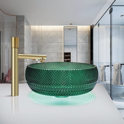 El buque de cristal montado encimera hunde a Crystal Bathroom Wash Wash Basin