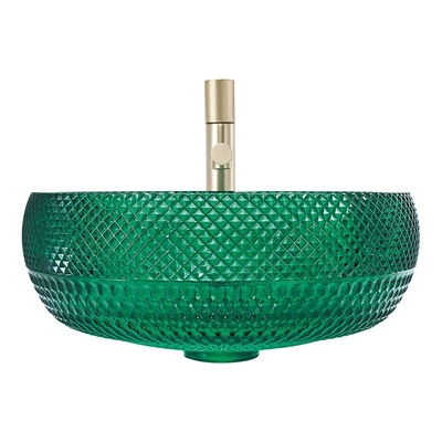 La ronda europea del estilo formó el color de cristal de Crystal Bathroom Wash Sinks Green de los lavabos del buque