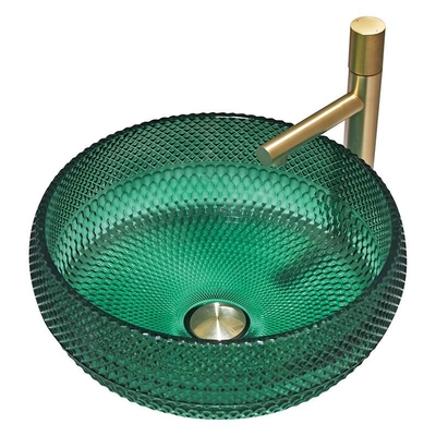 La ronda europea del estilo formó el color de cristal de Crystal Bathroom Wash Sinks Green de los lavabos del buque