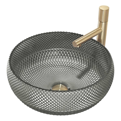 Fregadero oscuro del lavado de la vanidad de Grey Crystal Glass Vessel Sinks Bathroom sobre contador