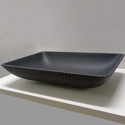 El cuarto de baño de cuero del grano moderó el fregadero de cristal Matt Black Glass Wash Basins ácido del buque