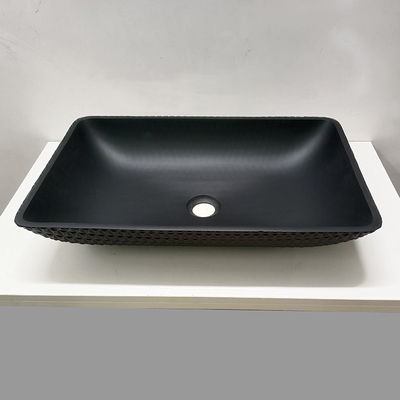 El cuarto de baño de cuero del grano moderó el fregadero de cristal Matt Black Glass Wash Basins ácido del buque
