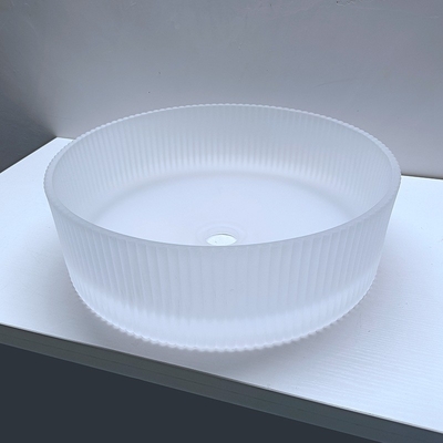 Rayas mates ácidas de Crystal Glass Wash Basin Vertical que funden fregaderos del cuarto de baño a troquel de la encimera