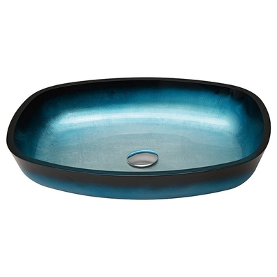 La encimera moderada azul de la sobremesa de la forma del melón de los lavabos del baño de la pendiente de cristal montó