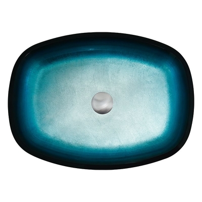 La encimera moderada azul de la sobremesa de la forma del melón de los lavabos del baño de la pendiente de cristal montó