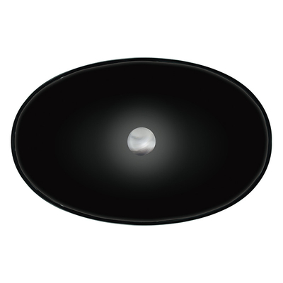 El alto barco de cristal moderado negro brillante del fregadero forma los lavabos de cristal del cuarto de baño de la sobremesa