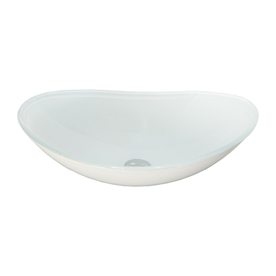 Alto rasguño blanco brillante moderado formado barco del lavabo del fregadero de cristal resistente