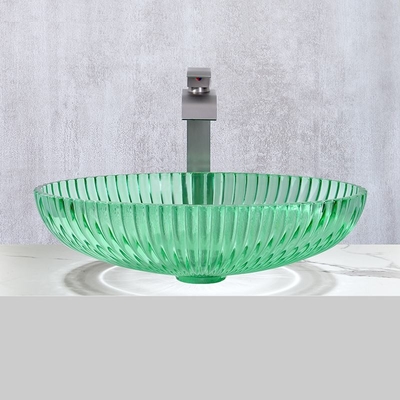 Fregadero de cristal verde transparente del gabinete de los lavabos del recipiente para la decoración del cuarto de baño