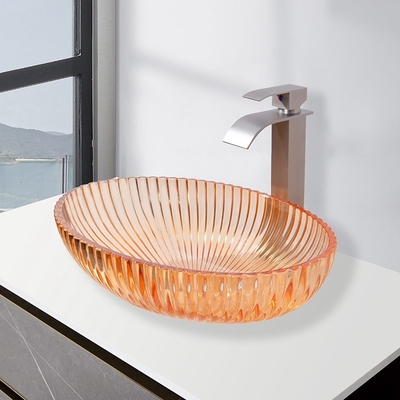 Lavabos de cristal pintados transparentes únicos Lavabo de baño de desagüe de 1,77 pulgadas