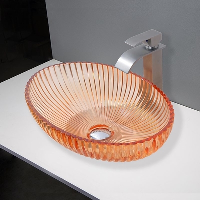 Lavabos de recipiente de vidrio montados sobre encimera hechos de vidrio para lavabo de baño de 530 mm