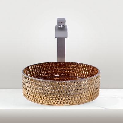 Lavabo de cristal liso con forma redonda del fregadero de la encimera del hardware del montaje