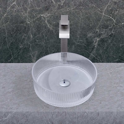 Lavabo de vidrio de 1 orificio 395 * 395 * 120 mm Fregaderos de recipiente de vidrio montados en encimera de baño