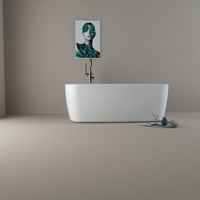 bañera de baño con grifo de forma rectangular
