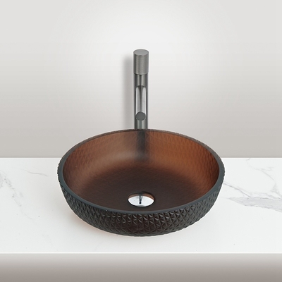 Acid Matt Oro Color de té Cuenca de lavado de vidrio para decoración del hogar recipientes duraderos