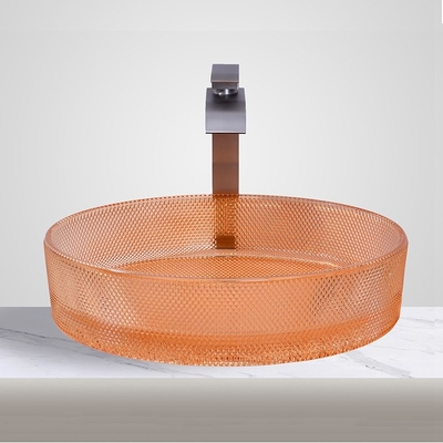 Cuencas de recipientes de vidrio de forma ovalada Cuencas de recipientes de baño de color naranja modernas