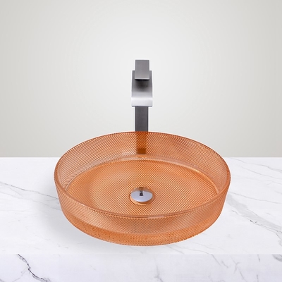 Cuencas de vidrio naranja transparente de 12 mm de espesor para baños modernos