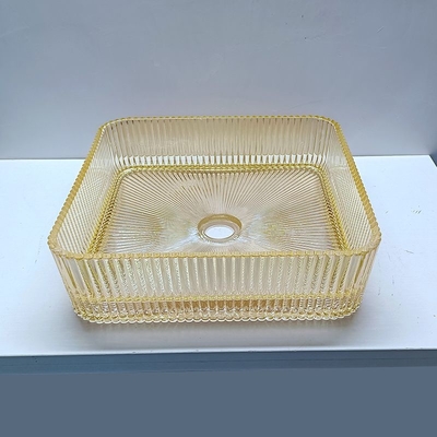 Cuencas de recipientes de vidrio de espesor de 12 mm sin agujeros montaje de grifo para baños contemporáneos
