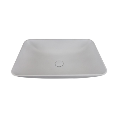 Cuenca de lavado de hormigón montada en encimera gris y blanca Rectangular