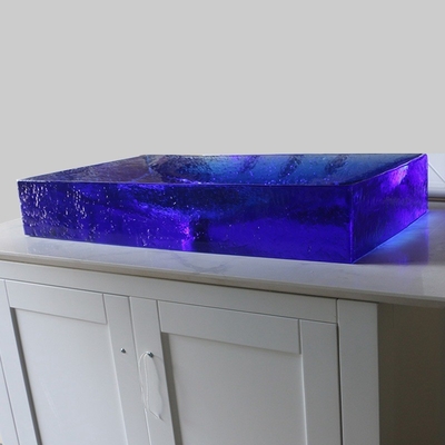Cuencas de baño de vidrio acristalado Color azul cielo Cuencos de recipientes de peso de 40 kg