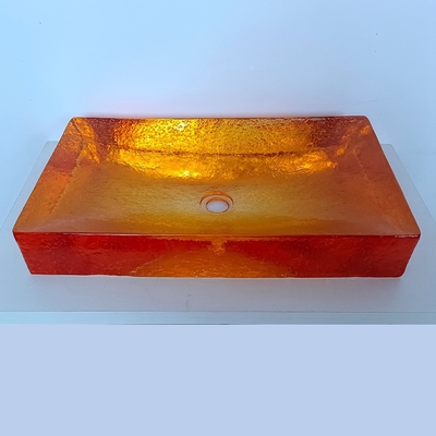 Vaso de vidrio de color ámbar vidrio de color ámbar lavabo grifo agujero sin vidrio lavabos