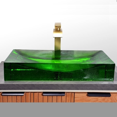 Impresionante lavabo de vidrio acristalado 1 agujero Diseño para baños elegantes