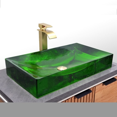 Impresionante lavabo de vidrio acristalado 1 agujero Diseño para baños elegantes