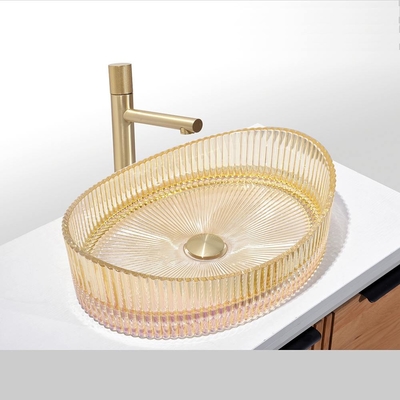 Cuencas de recipientes de cristal de vidrio con recubrimiento electroplacado de color oro rico sin montaje de agujeros