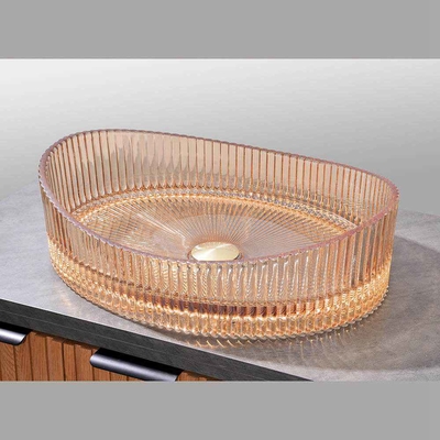 500*370*140mm Tamaño Cuenca de lavado de baño de vidrio Cuenco de fregadero de cristal de vidrio