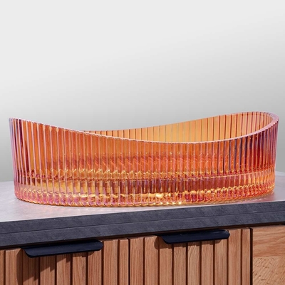 Cuenca de lavabo de vidrio montada en la encimera 500*370*140mm para el baño moderno