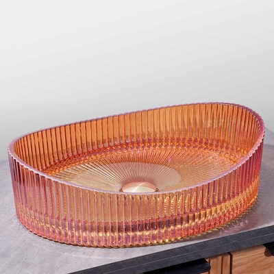 Cuenca de lavabo de vidrio montada en la encimera 500*370*140mm para el baño moderno