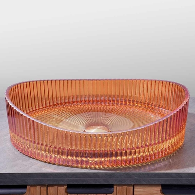 Cuenca de lavabo de vidrio montada en la encimera 500*370*140mm para el baño moderno