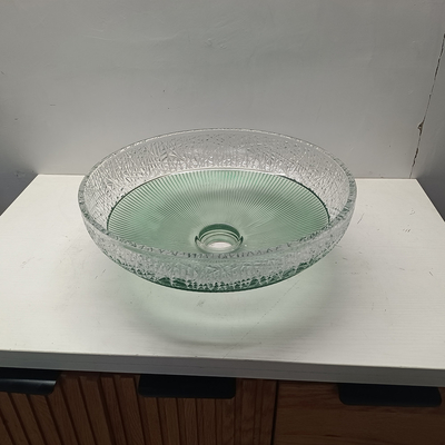 Cuencas de recipientes de vidrio de acabado liso con ubicación de drenaje central