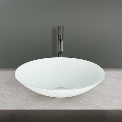 Agujero de drenaje de 45 mm Cubo de vidrio templado Forma ovalada para baños sofisticados