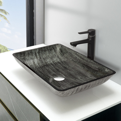 lavabos del cuarto de baño de 12m m cuenco de cristal del fregadero de Art Rectangular Tempered de 16,5 pulgadas